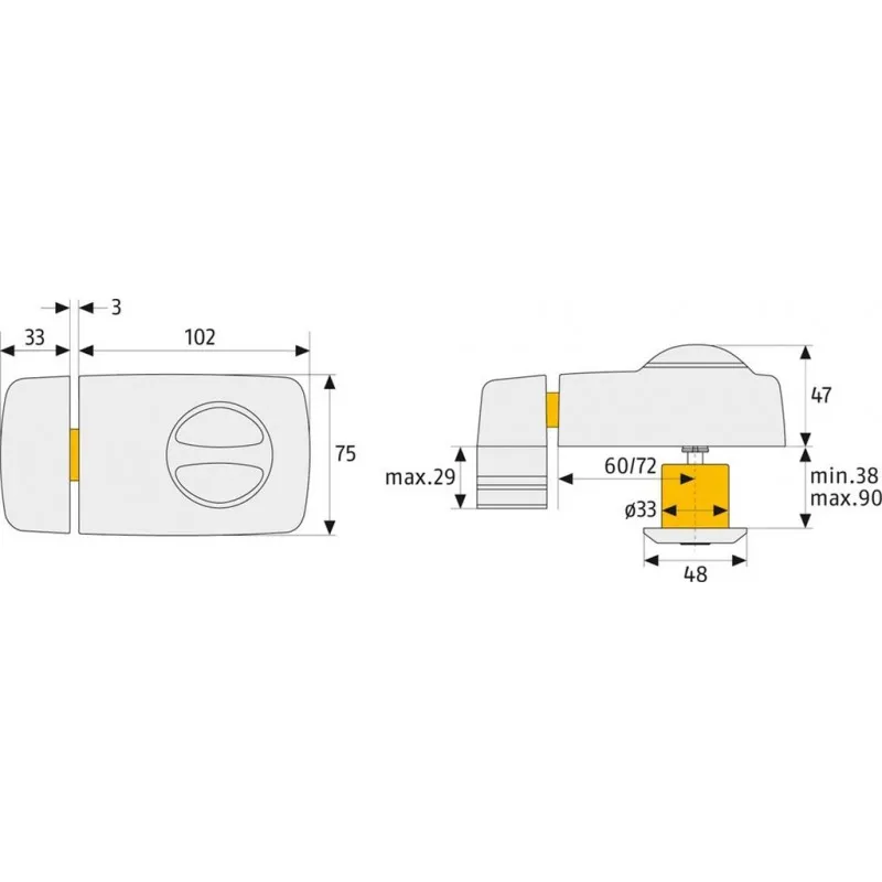 ABUS DEURBIJZETSLOT 7010  DM 6072  CILINDER BUITENZIJDE