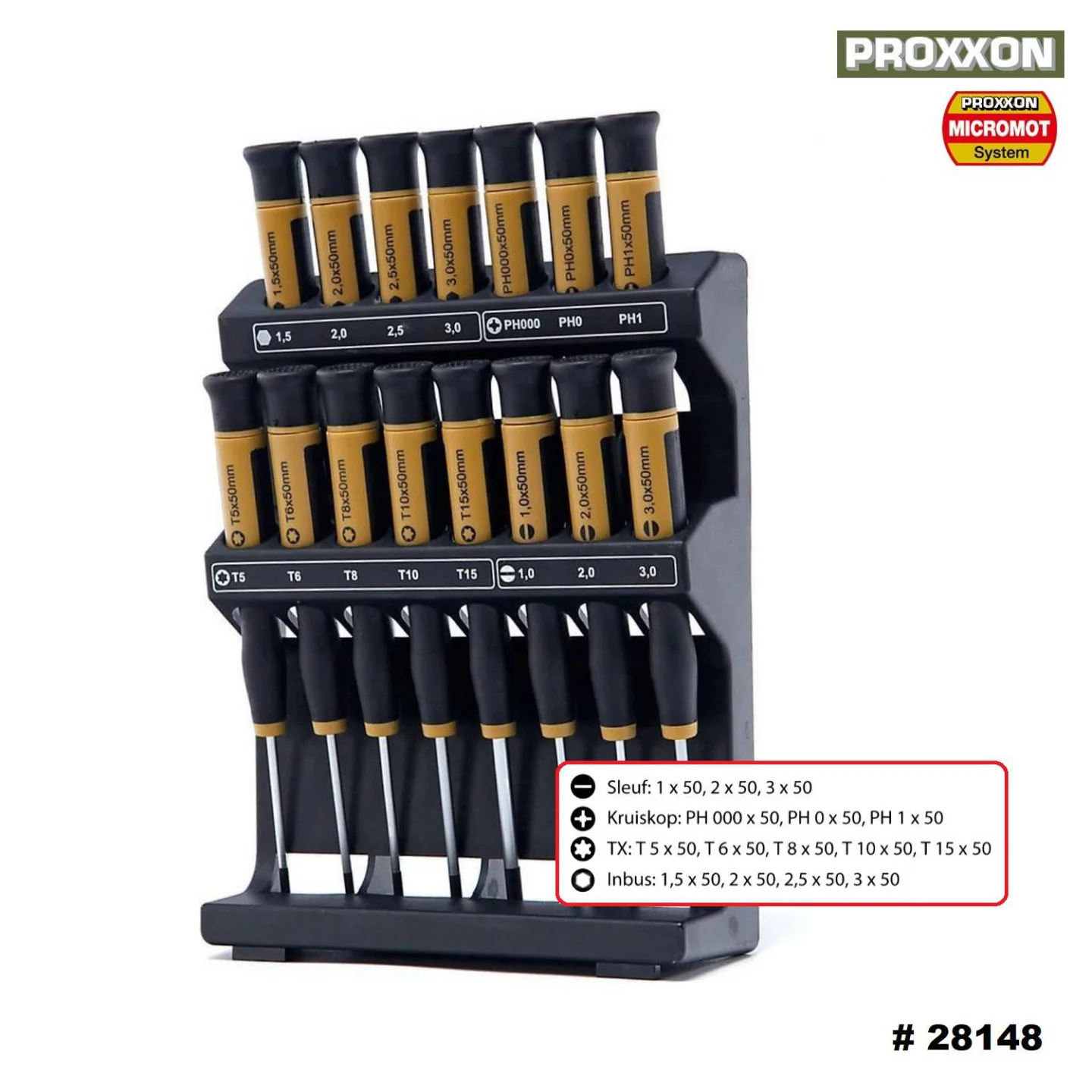 Micro schroevendraaiers 15 delig Proxxon 28148