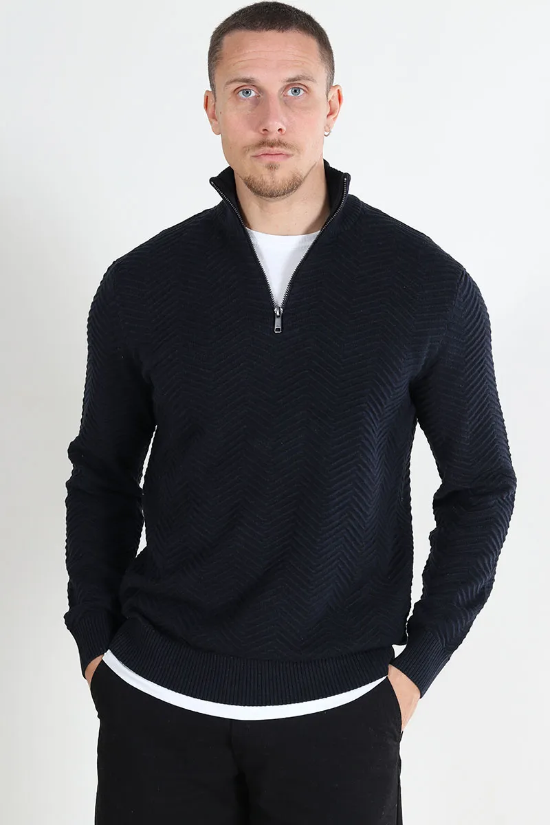   Only & Sons  Mace Regular Half Zip Knit Navy Blazer