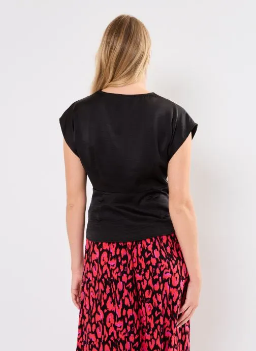      VERO MODA VMOLIVE S/S KNOT TOP WVN BTQ GA  ZWART   